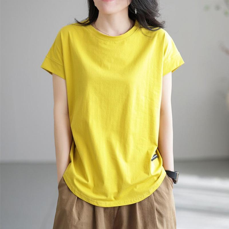 Retro Short Sleeved T-shirt Women's Loose Fitting and Slimming Temperament Hollowed Out Bottom Shirt for Spring and Summer Tops