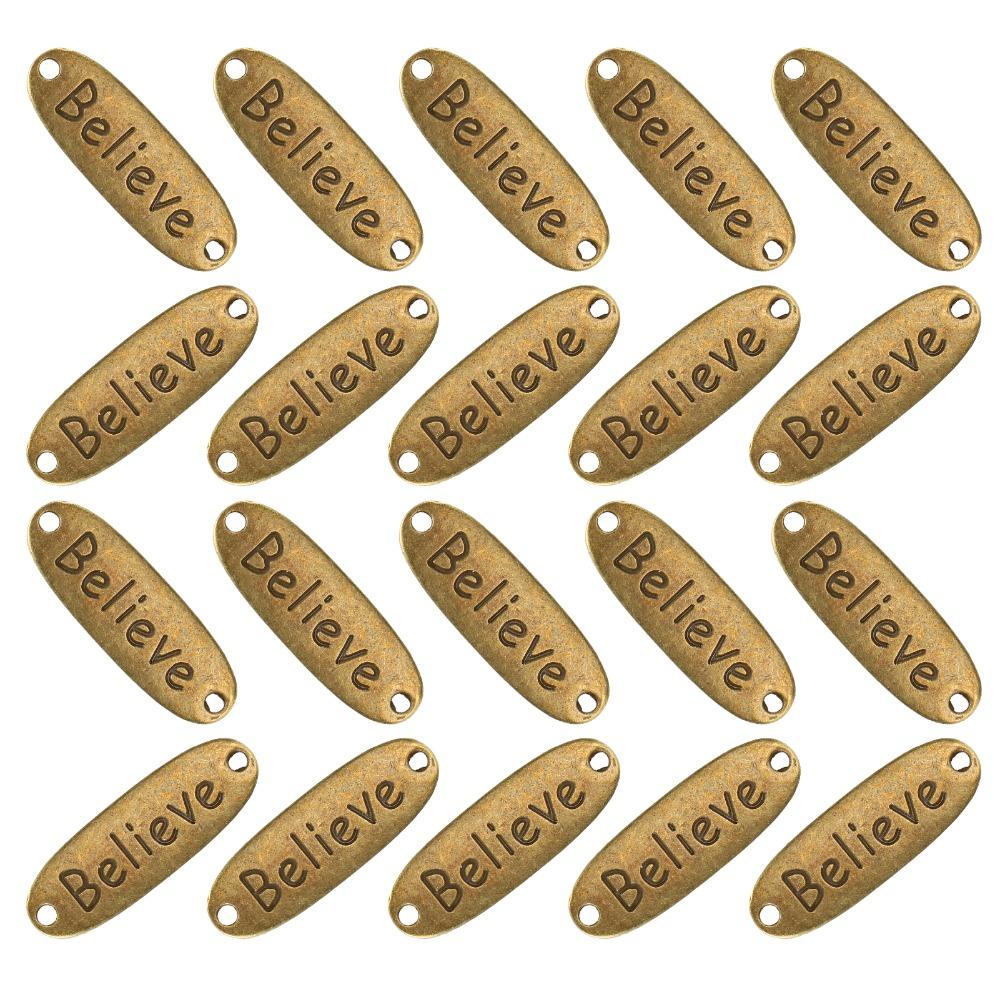 20pcs Dual Hole Alloy Pendant Charms Rectangle Shape Message Pendants Word Charms For Crafts