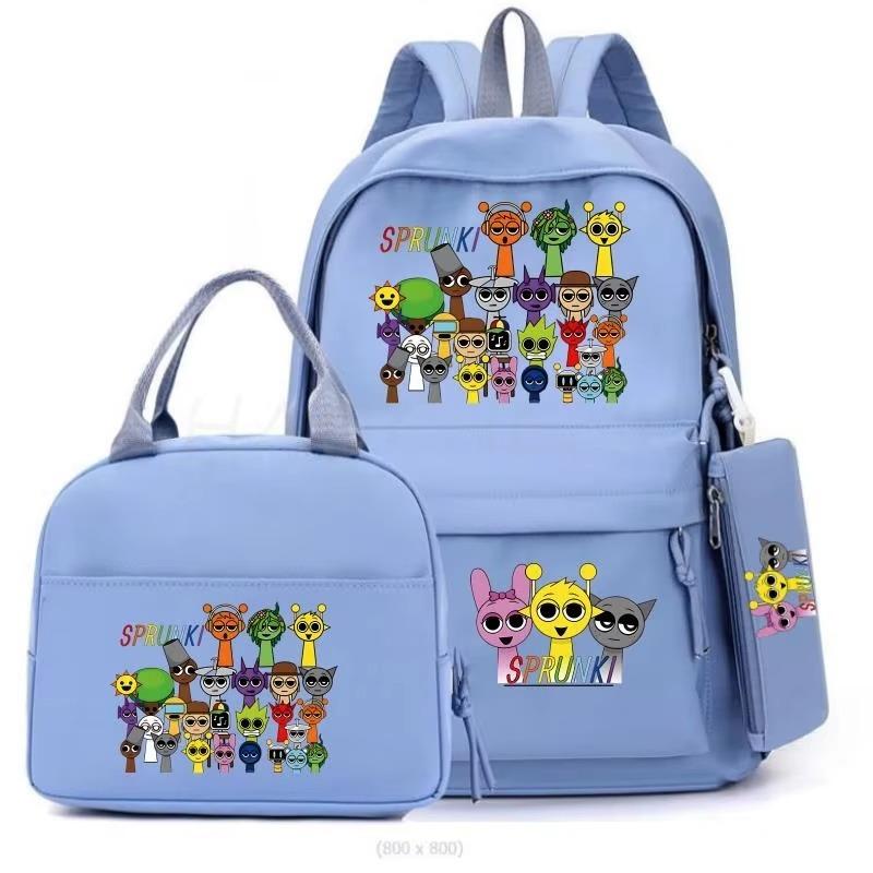 Cartoon Peripheral Printing Fashion Children'S Schoolbag Three-Piece Meal Bag Casual Pencil Bag