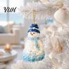 Acrylic Christmas Tree Ornaments Blue Glass House Hanging Ornament, Double Side Special Animal Theme Printed Decor Pendant, Festive Holiday