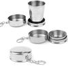 Stainless Steel Camping Folding Cup With Keychain Traveling Outdoor Hiking Portable Cup