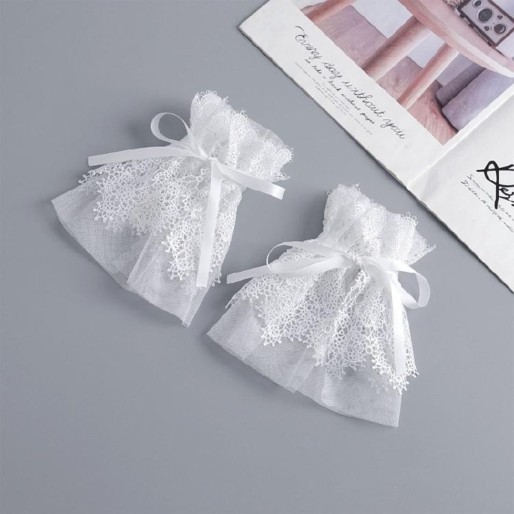 Detachable Ruffle Collar and Cuffs Lace Embroidered Accessory Set for Shirt Dresses Costumes and Event Wear Set