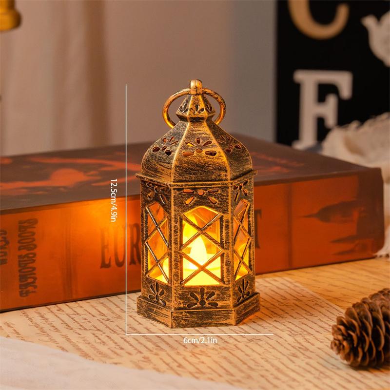Retro Mini Black Tea Light Lantern Battery Powered For Ramadan Eid Wedding Halloween Christmas Easter TableCenterpiece Decoratin