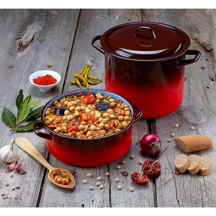 Cocotte Basse À Induction 30 Cm, Casserole 3,3 L Acier Émaillé Vintage Tous Feux Briebe Ignea Rouge 03462
