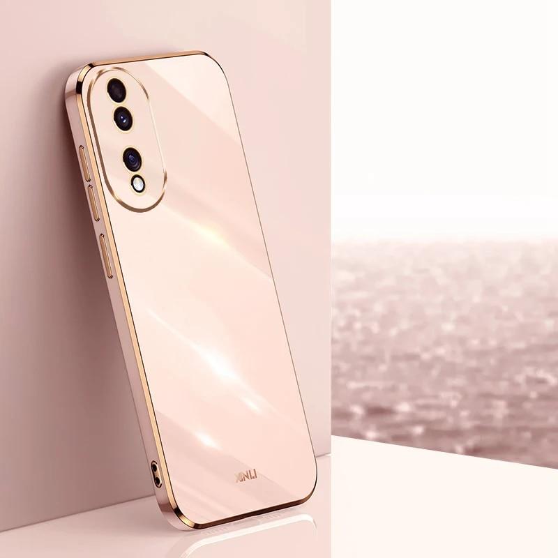 KEYSION Luxury Plating Case for Honor 90 5G 90 Lite Soft Silicone Square Shockproof Phone Back Cover for Huawei Honor 70 50 Lite