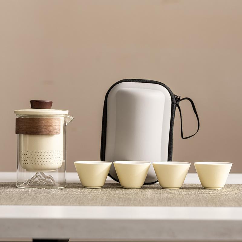 High-end travel tea set Portable anti-scalding hand grab glass teapot Kuaike cup Kung Fu souvenir business gift