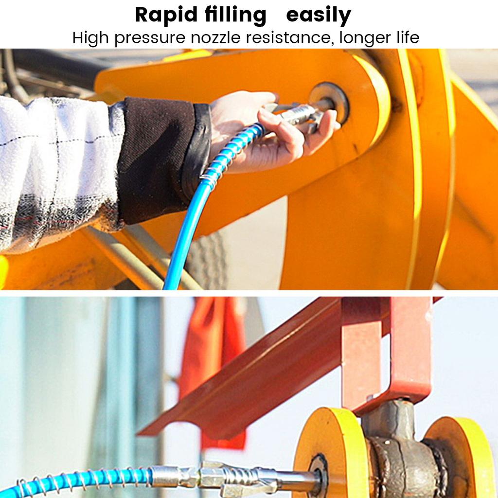 10000 PSI Grease Tool Coupler Singel/Double Handle Stainless Oil Injector Nozzle Quick Lock NPTI/8 Leak-Free Grease Gun Tip