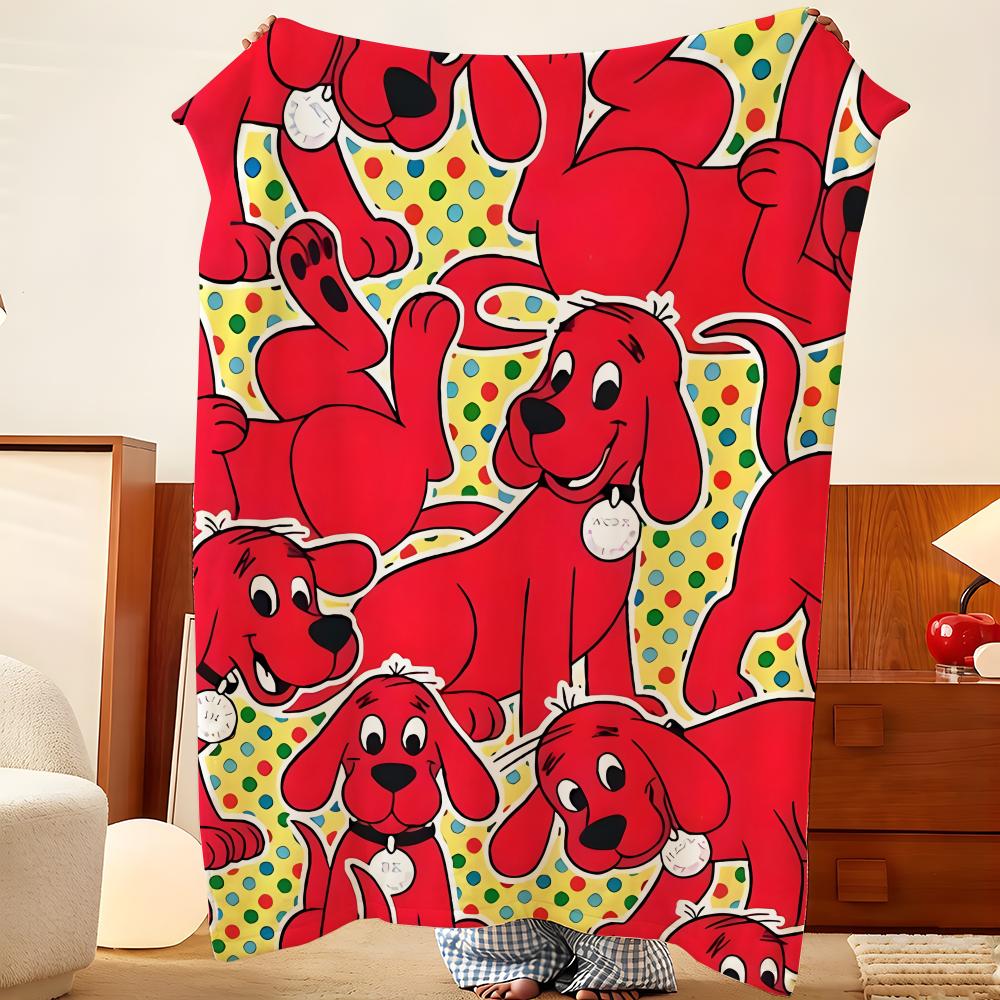 Cartoon C-Clifford the Big R-Red D-Dog Throw Flannel Throw Blanket, Lightweight Cozy, Durable Washable cute Cool