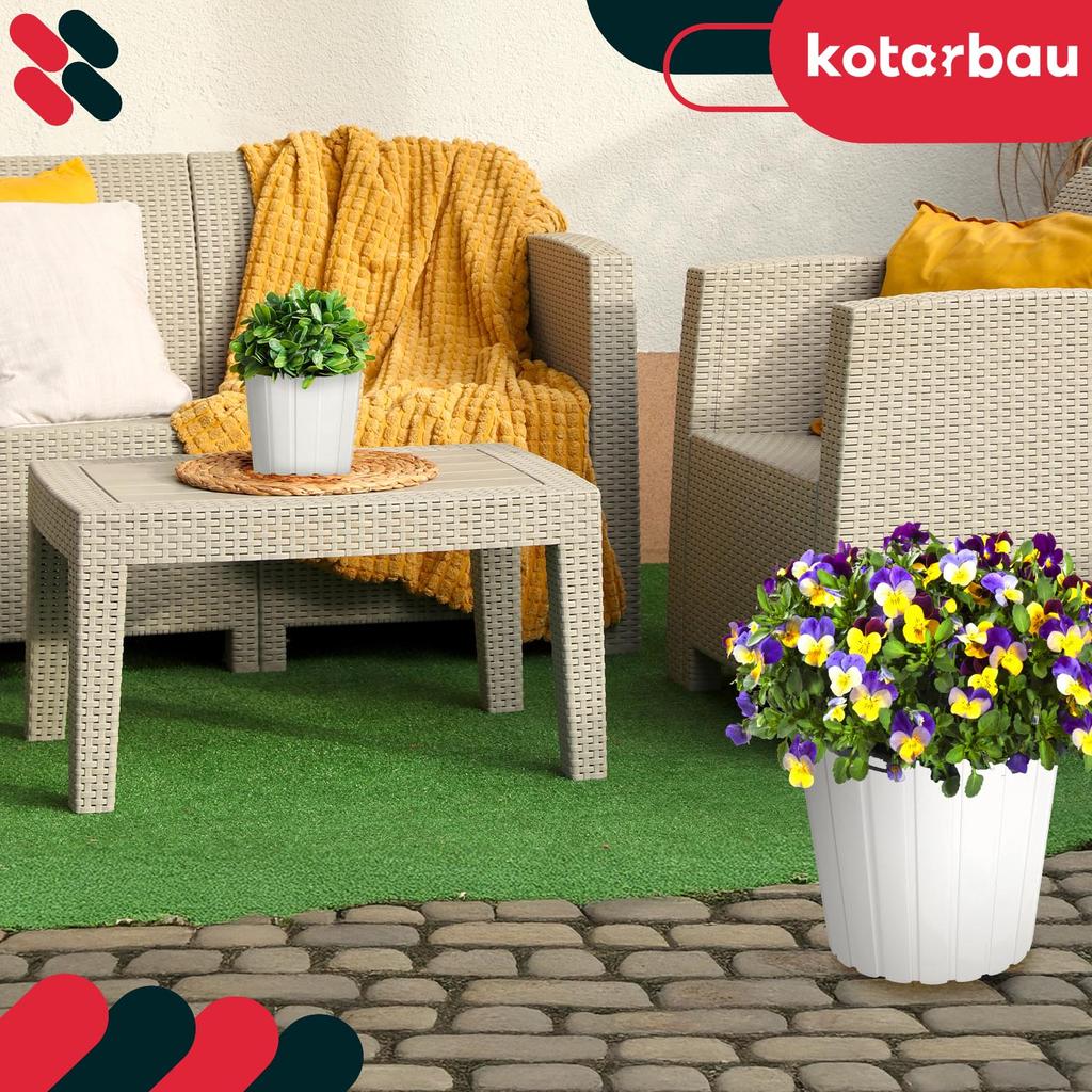 Plastic Flower Pot For Flowers And Herbs On The Balcony Or Terrace, White, 24 X 21.5 Cm