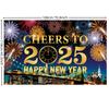 2025 Happy New Year Colorful Theme Party Background Fireworks Golden Balloon Banner New Year Home Party Photo Background