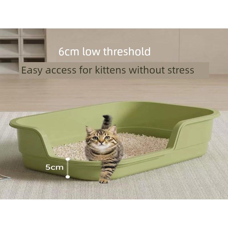 

Котята Лоток для туалета Большой Брызгозащищенный Кошачий туалет Гигантский Низкий вход Молочный Кошачий туалет для какашек Товары для питомцев Mint Green 42cm Medium Large Cat Litter Shovel