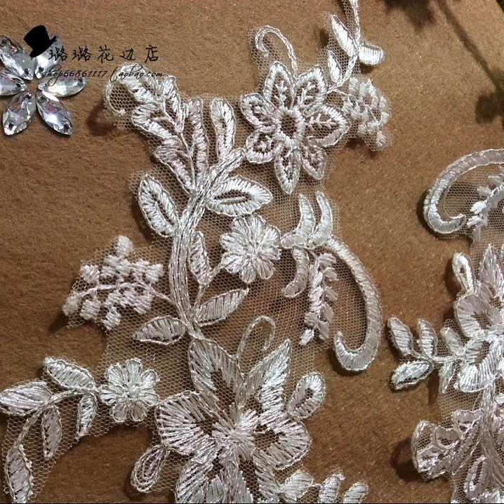 Lace Lace To Flower Silver Thread, Bridal Wedding Dress Veil Clothing Flower Diy Handmade Material Head Jewelry Accessories