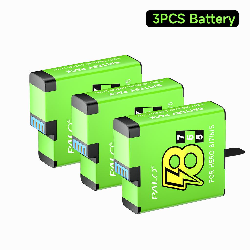 For GoPro 8 7 5 6 battery+4 Solts LED Light Battery Charger Storage Box With usb cable For Gopro Hero 8 7 hero 5 HERO 6 Camera