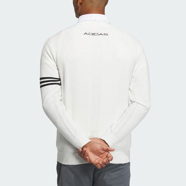 Adidas Long Sleeve Pullover Sweater Color Block Golf Sweater Men Sweater White IN9049
