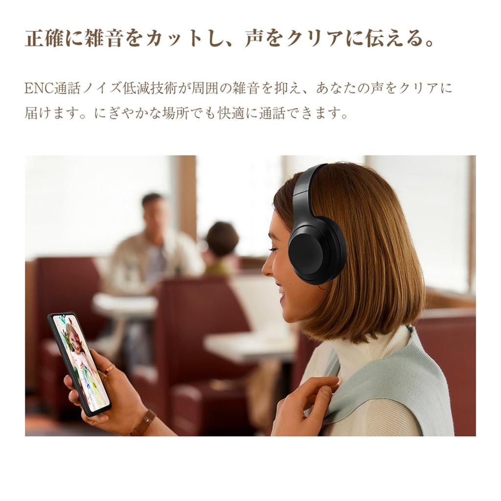 Meisei Shop Bluetooth microSD Card HiFi Sound Up To 23 Hours Continuous Simultaneous Connection To 2 Compatible with Black 6.1 Headphones, Over-Ear