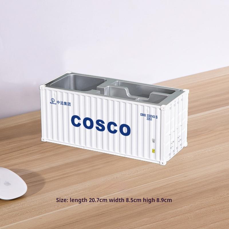 1:30 Scale Shipping Container Business Card Organizer Desk Stationery Storage Box Office Decor Pen Holder Creative Gift Ornament