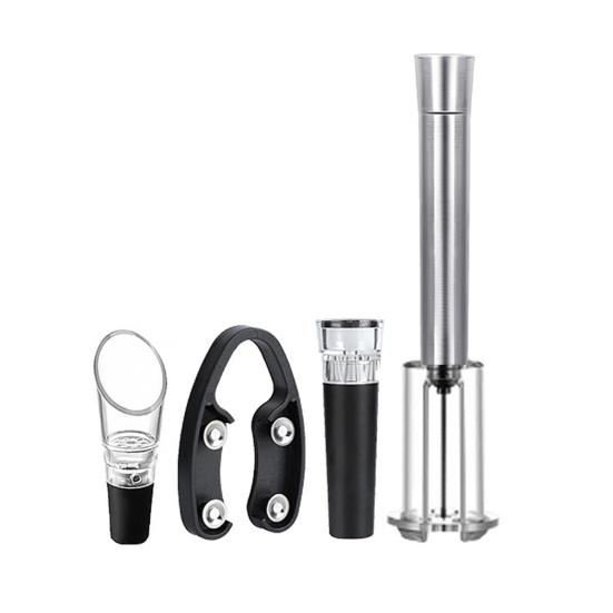 4Stk/Set Flaschenöffner 4-in-1 Luftpumpe Drucköffner Folienschneider Aufblasbarer Ausgießer Vakuumverschluss Weinzubehör