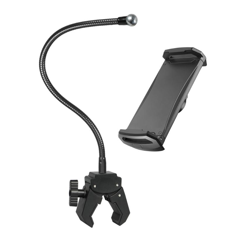 360 Rotating Adjustable Phone Tablets Holder Stand Clamp Mount For Desk Gym Live Streaming With Flexible Hose