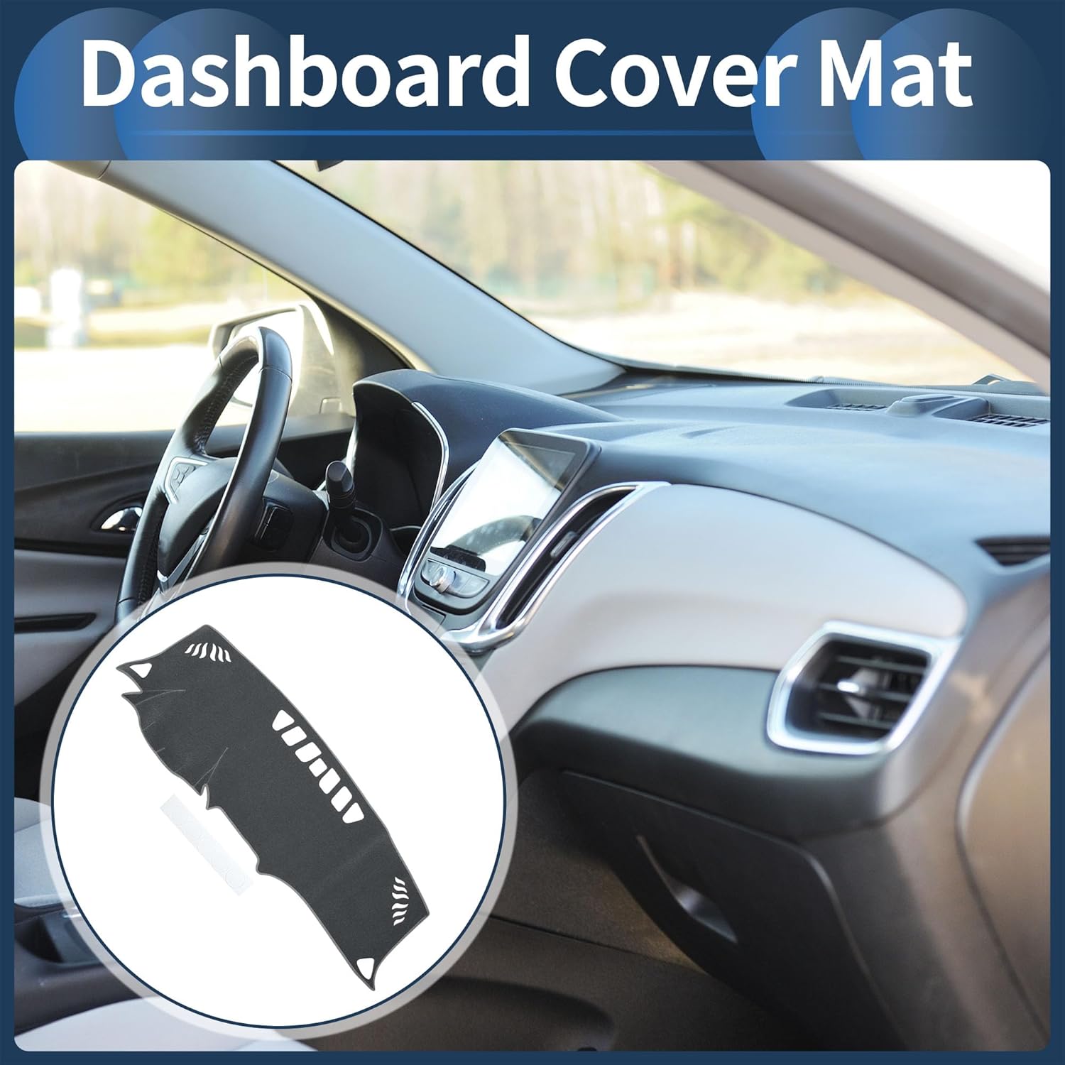 Dashboard Cover Dash Cover Mat Carpet for Chevy Equinox 2018-2022 Polyester Gray