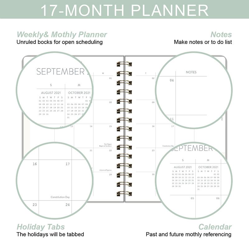Cover Custom Spiral PU Leather Agenda 12 Months Daily Calendar Planner 2022