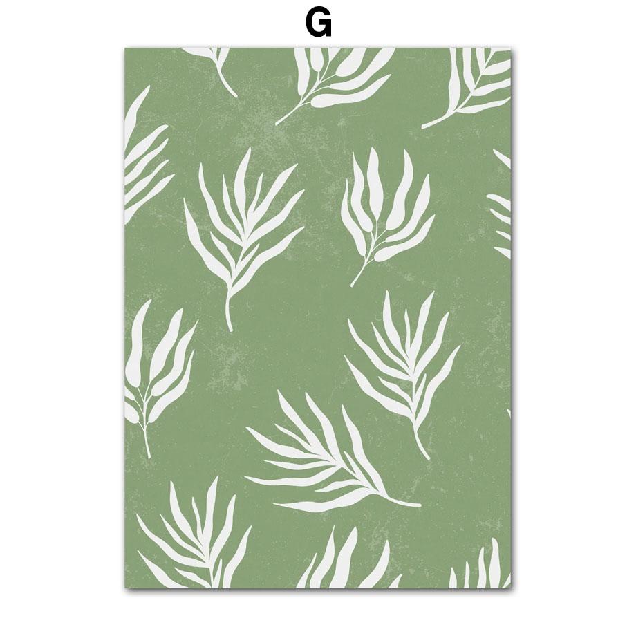 Geometric Green Woman Portrait Lines Plants Leaf Posters Prints Canvas Painting Wall Art Pictures For Living Room Home Decor