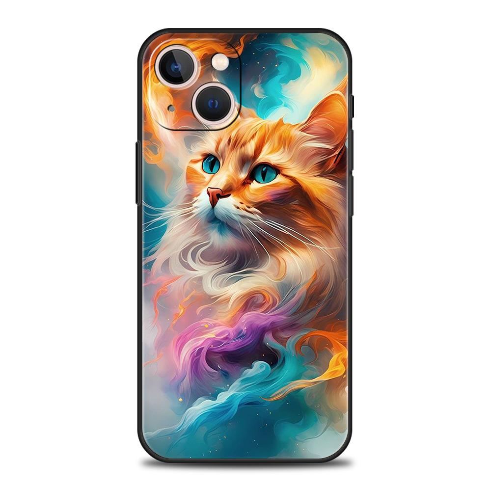 CAT Phone Case Cover for iPhone 16 15 14 13 12 Pro Max XR XS X 11 7 8 Plus Shockproof Silicone Soft TPU Shell Capas Coque Bags