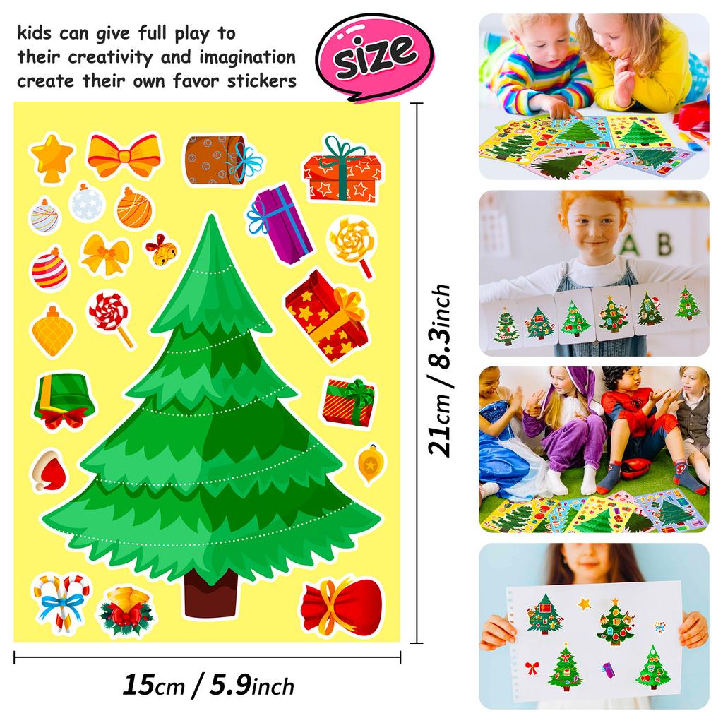 6 Stück/Set DIY Weihnachtsbaum Schneeflocken Puzzle, Tür- und Fensterdekoration für festliche Atmosphäre, Puzzle-Aufkleber Weihnachtsgeschenke