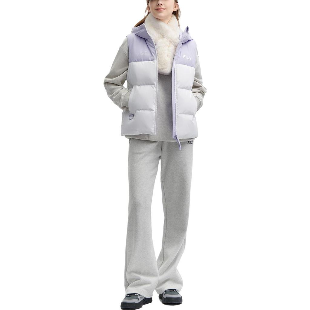 Fila Casual Sports Zip Hooded Vest Women Vests Standard-White F11W349911F-WT