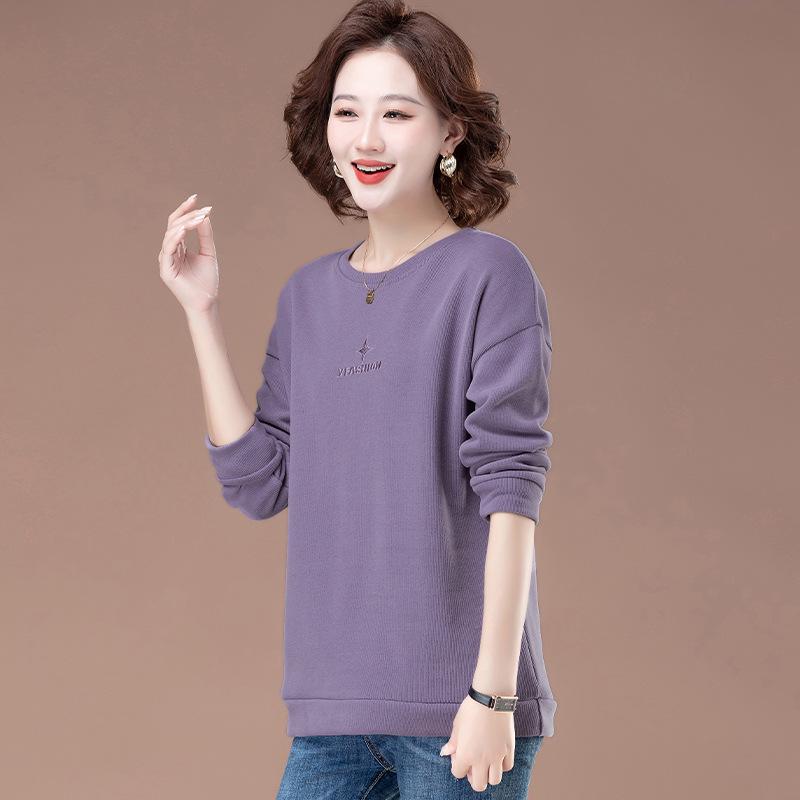 Women's Plus Size Versatile Hoodie - Thin, Long Sleeve, Belly-Covering, Round Neck Top for Spring/Autumn 2025