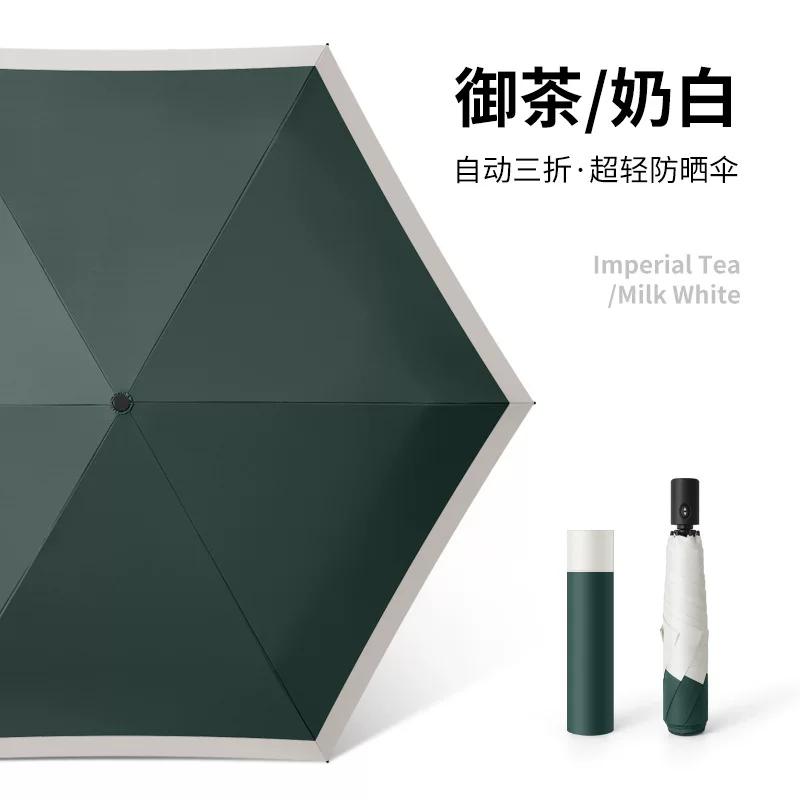 Fully Automatic Umbrella, Sunshade, Sun Protection, Uv Protection, Lightweight, Portable, Dual-Use for Sun and Rain, Folding Umbrella, Japanese-Style