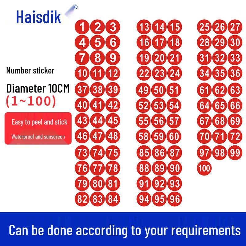 Waterproof PVC Number Stickers