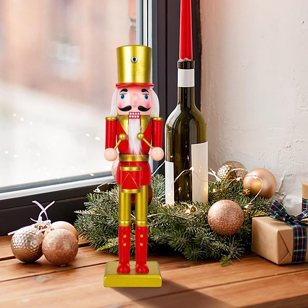 Wooden Christmas Nutcracker Soldier Wooden Nutcracker Figures Soldier Festive Statue Party Supplies For Fireplace Shelf