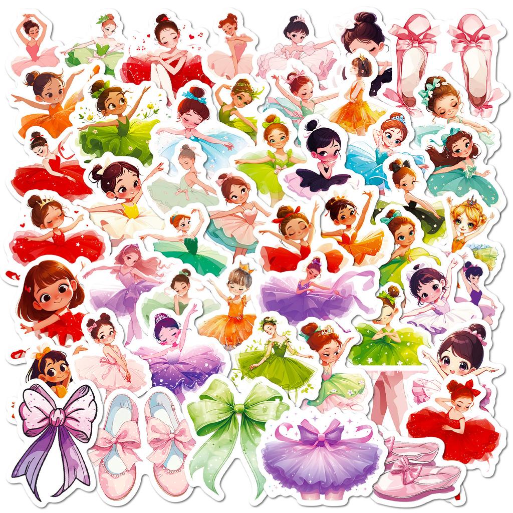 50 Dancing Girl Decorative Stickers, Cute Cartoon Stickers For Decorating Luggage And Cars