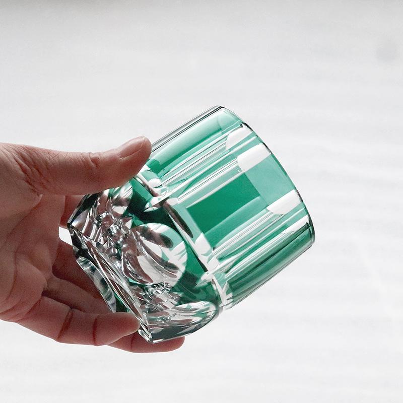 Jinzhi Japanisches handgeschnitztes Whiskeyglas Weinglas Schneeschmelze Edo-Schnitt Riwei-Becher Kristallglas