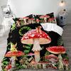 Mushroom King Duvet Cover Set Teens Girls Boys Kids Single Bedding Wonderland Enchanted Forest Butterfly Comforter Cover Set