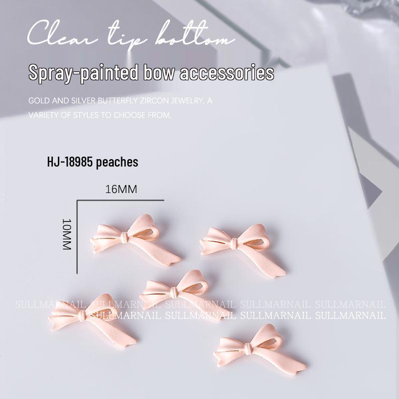 5 Pcs Bow Metal Silk Ribbon Spray Nail Art Charms - Cute French Bowknot Decorations
