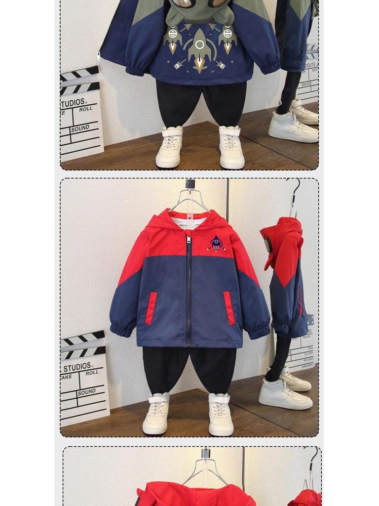 2025 Boys' Spring & Autumn Hooded Jackets - Trendy Medium & Large Sizes