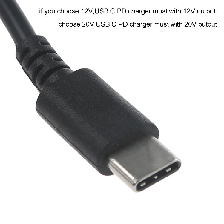 200cm USB C PD To 12V 5.5x2.1mm Power Supply Cable for Router Laptop LED Lamp Printer Modems Notebook Computer