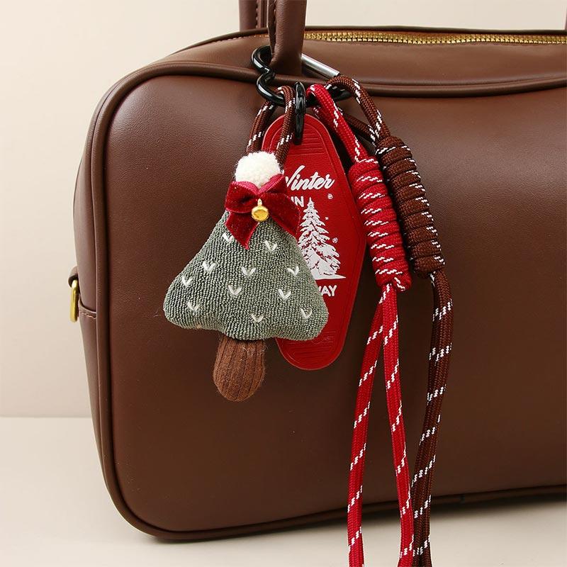 Modischer Weihnachtsbeutel-Anhänger Neuer gestrickter Weihnachtsmann Fünfzackiger Stern Schlüsselanhänger Anhänger Kontrastfarbe Weihnachtsmütze Sockenform Geschenk