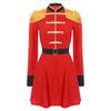 Womens Lion Tamer Costume Tassel Shoulder Long Sleeve Circus Ringmaster Dress Belted Halloween Outfit