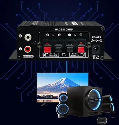 Mini HiFi Stereo Audio Amplifier AK270 2-Channel 12V 40W Car/Home Audio Power Amp RCA AUX Input/Bass Treble Control