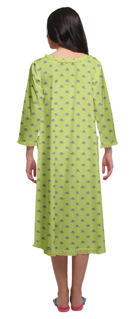 Moomaya Îmbrăcăminte de noapte din bumbac cu 3 4 mâneci imprimate pentru femei