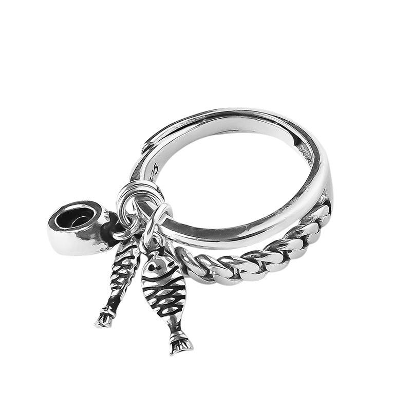 Distressed Style Vintage Money Bag Design Double Layer Open Ring For Enthusiasts Fashion
