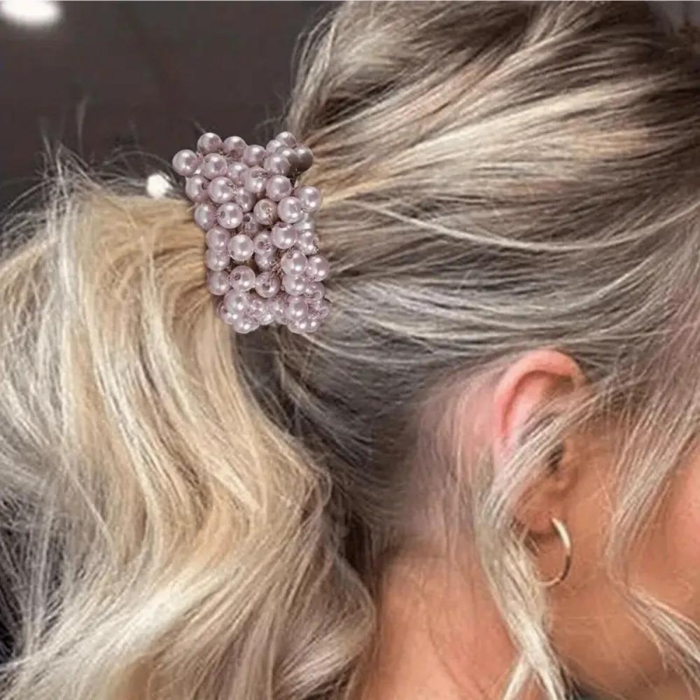 1/3pcs Woman Elegant Pearl Hair Ties Beads Girls Bow Scrunchies Rubber Hairbands Ponytail Holders Hair Accessories Elastic Hair Bands