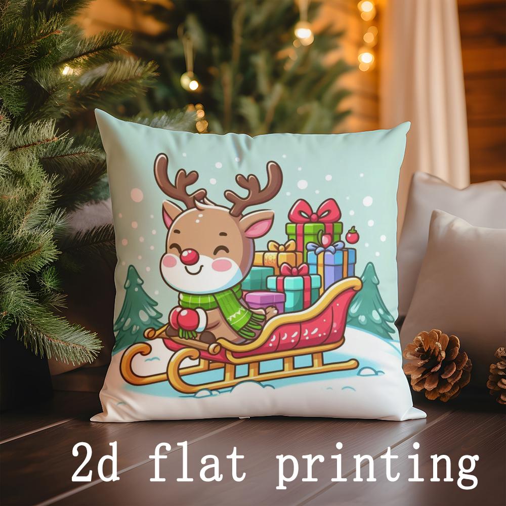 Home Decor Christmas-themed Cartoon Pillow Covers Suitable For Sofa Bedroom Car Pillow Cover Cushion Rectangular Back Cushion