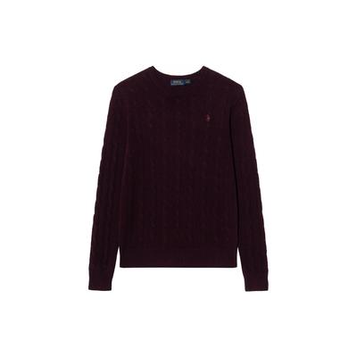 Polo Cable Knit Crew Neck Solid Color Wool Sweater Women Sweater 211581065-023