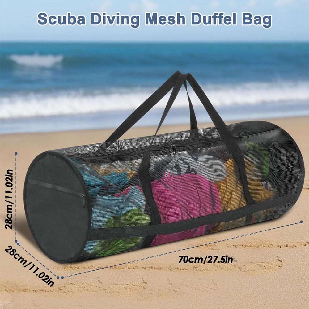 

70x28x28cm Dive Bag Mesh Snorkel Gear Bag Portable Foldable Large Duffle for Holding Basketball Volleyball Soccer Laundry Gym