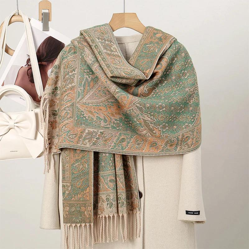 New Shawl Warm Winter Scarf Hijab Women Print Paisley Cashmere Pashmina Thick Wrap Head Neck Foulard Luxury  Blanket Echarpe