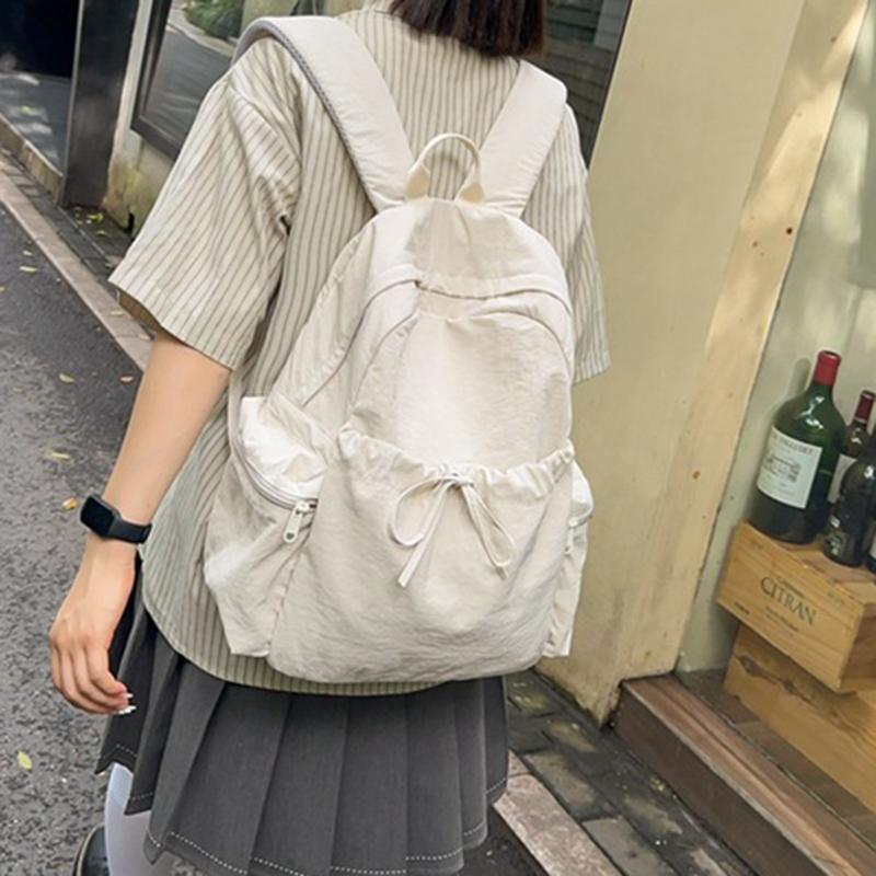 1pcs Women's backpack Drawstring Solid Color Backpacks Design Women's Soft Solid Color Simple Versatile Backpack