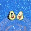 Adorable Cartoon Avocado Series Green Badge Cute Cat Astronaut Heart Shaped Metal Brooch